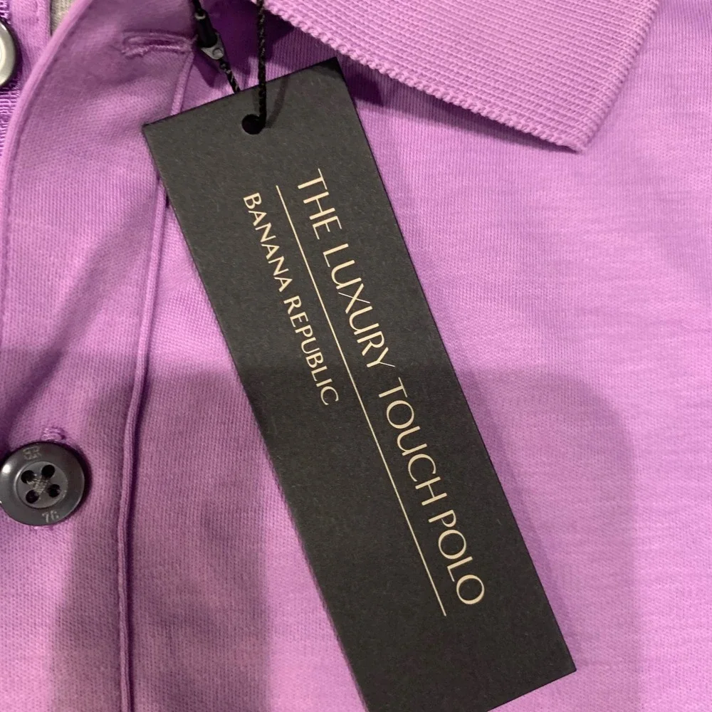 Banana Republic Luxury Touch Polo Shirt Large Purple Lilac 100% Cotton NWT